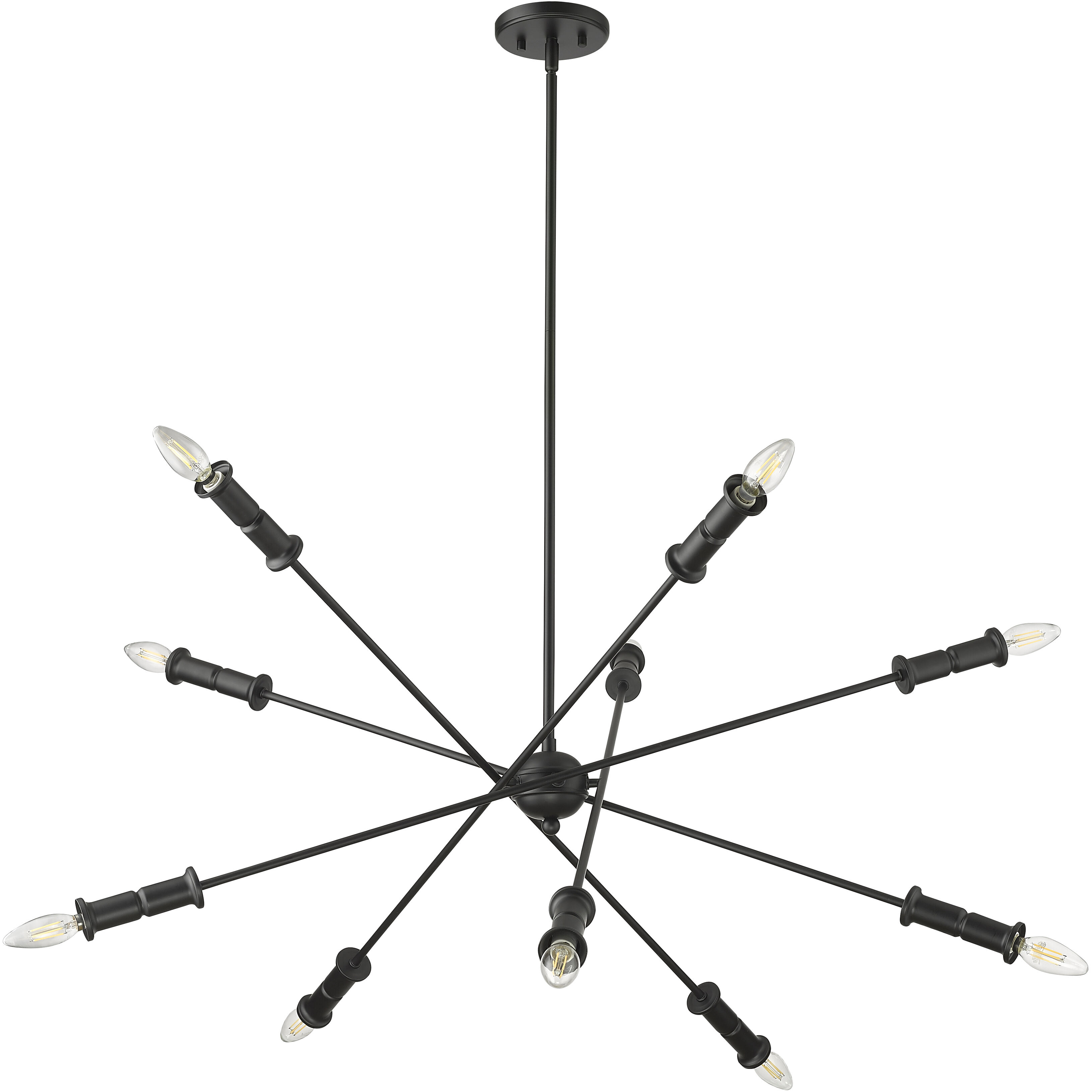 Potiss 10 Light 41 inch Matte Black Chandelier Ceiling Light